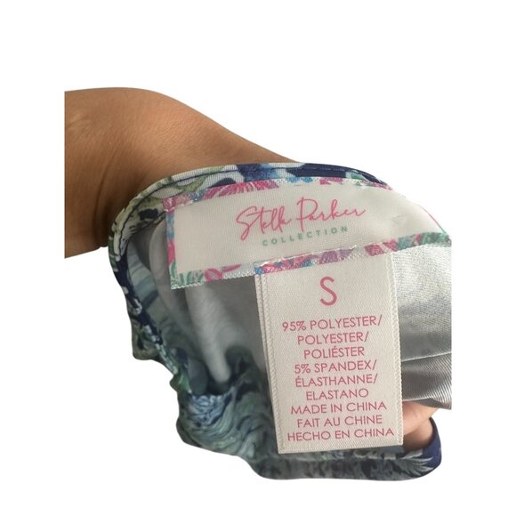 STELLA PARKER Blue Botanical Print Long Sleeve top Size S - Picture 2 of 6